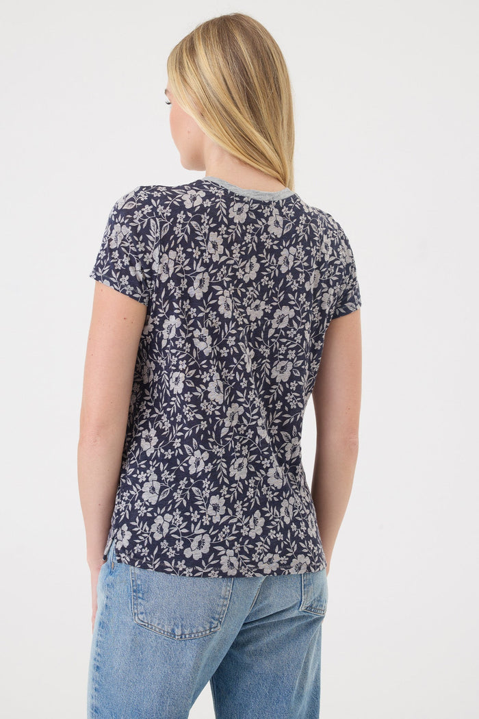 Goldie Autumn Bloom Boy Tee in Gray Heather/Navy available at Barbara Katz