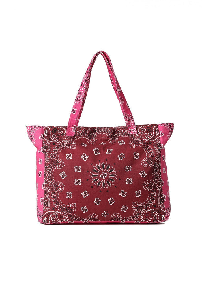 Haute Shore Bailey Bandana Print Canvas Tote in Burgundy/Pink available at Barbara Katz