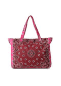 Haute Shore Bailey Bandana Print Canvas Tote in Burgundy/Pink available at Barbara Katz