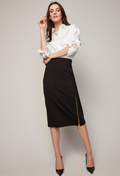 Adroit Atelier Bing Stretch Pencil Skirt With Zipper Detail in Black available at Barbara Katz