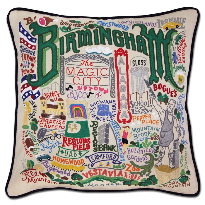 Birmingham Hand- Emroidered Pillow
