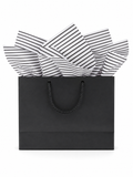 Black Gift Bag w/ Striped Tissue Paper