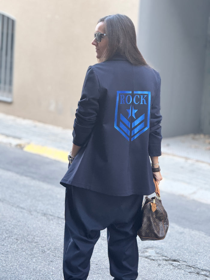 Look "Elegant": blazer + pantalón cupido azul marino