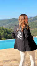 Blazer "Mexican Skull" negro, estilo americana casual