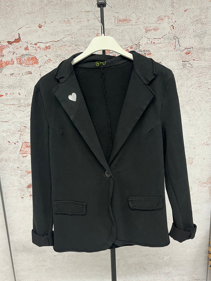 BLAZER NEGRA fina "Corazon Plateado"