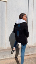 Blazer "Neon Shine Girl" blanco y negro, estilo americana