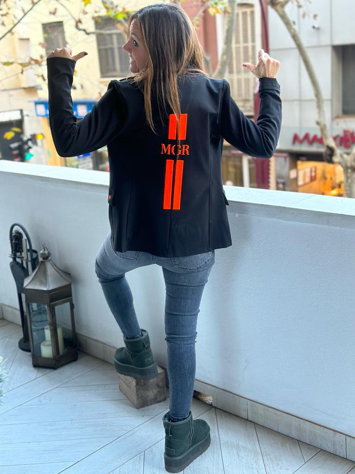 Blazer "Neon Shine Girl", blanco y negro — vista detalle