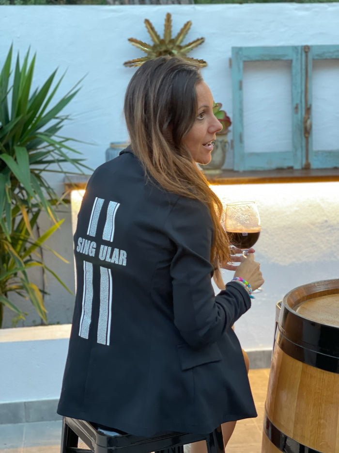 Blazer "Shine Girl", gris y negro — vista detalle