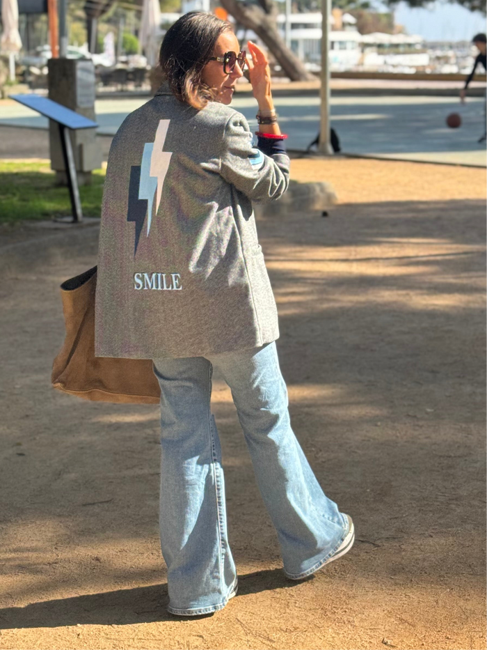 Blazer "Spezial" azul, blanco y gris, personalizable