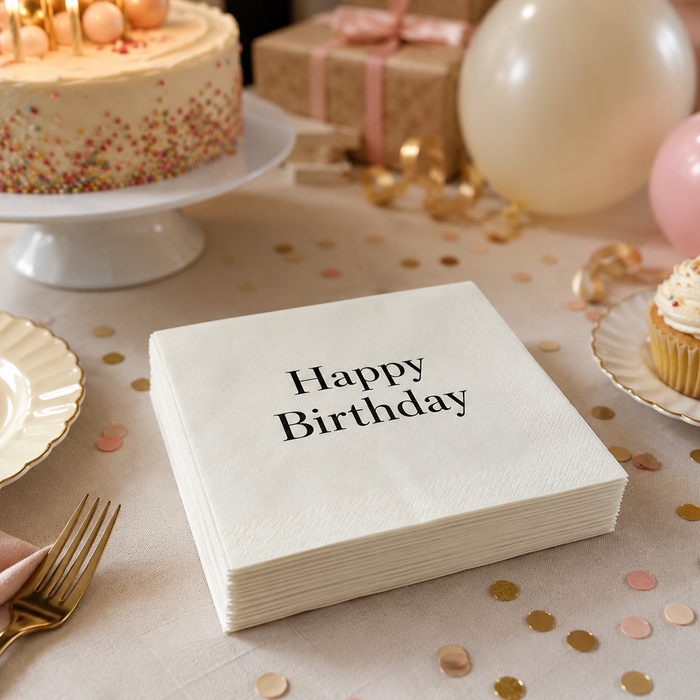 Blue Happy Birthday Napkins, 50-Pack, 3-ply, Birthday Party Decor