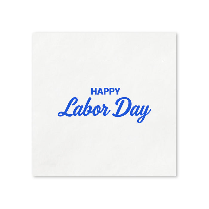 Blue Happy Labor Day Cocktail Napkins, 50-Pack, 3-ply, Labor Day Party Decor