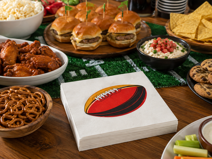 Bold Football Cocktail Napkins, 50-Pack, 3-ply, Game Day Football Watch Party Napkins