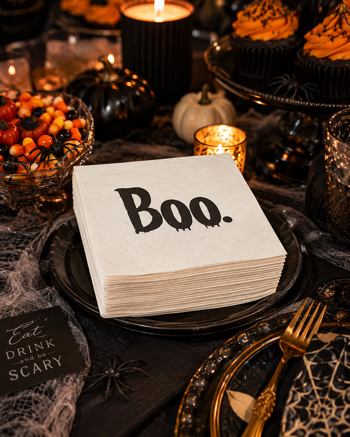 Boo Halloween Cocktail Napkins, 50-Pack, 3-ply, Party Napkins
