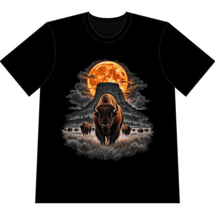 Buffalo Moon Tee Heavyweight Vintage Western Graphic T-Shirt