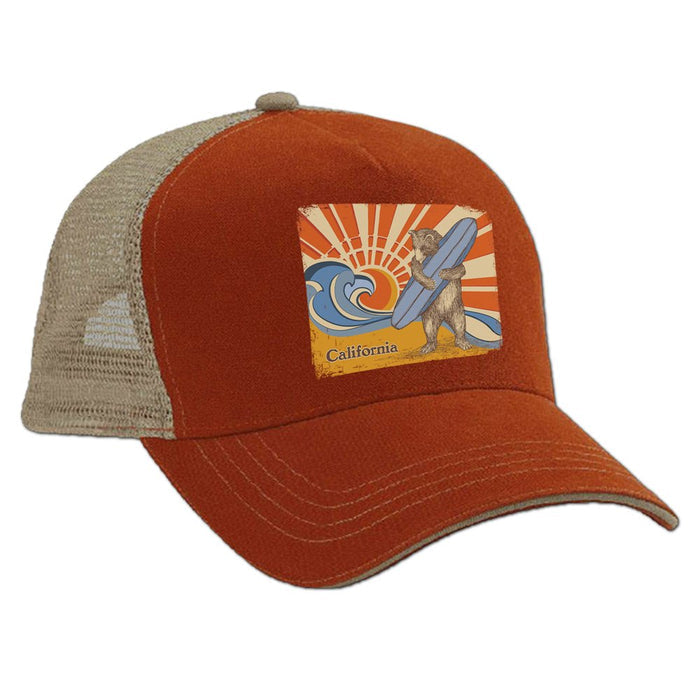 CA Surf Bear Trucker Cap - Orange