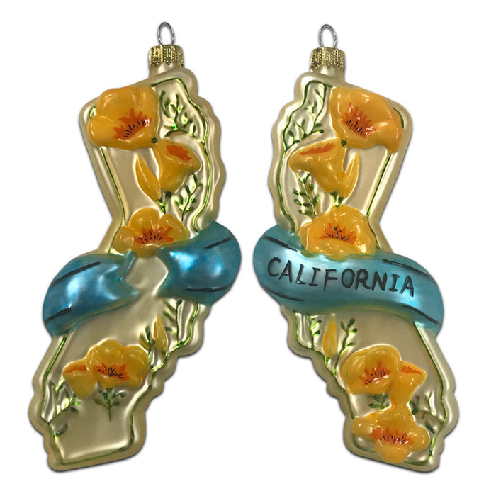 California Poppies Glass Ornament
