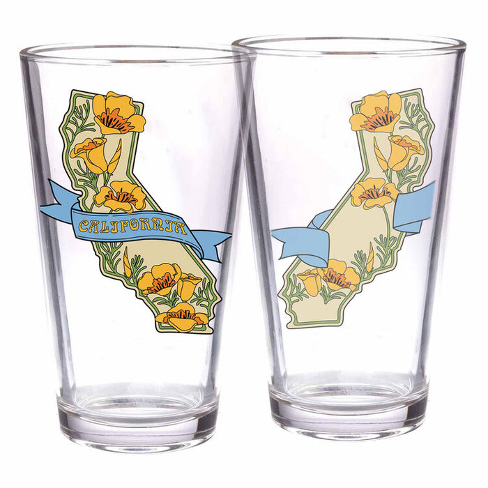 California with Poppies Glass