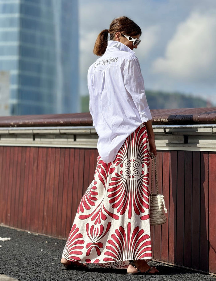 Camisa "don't look back" blanca oversize personalizable, algodón