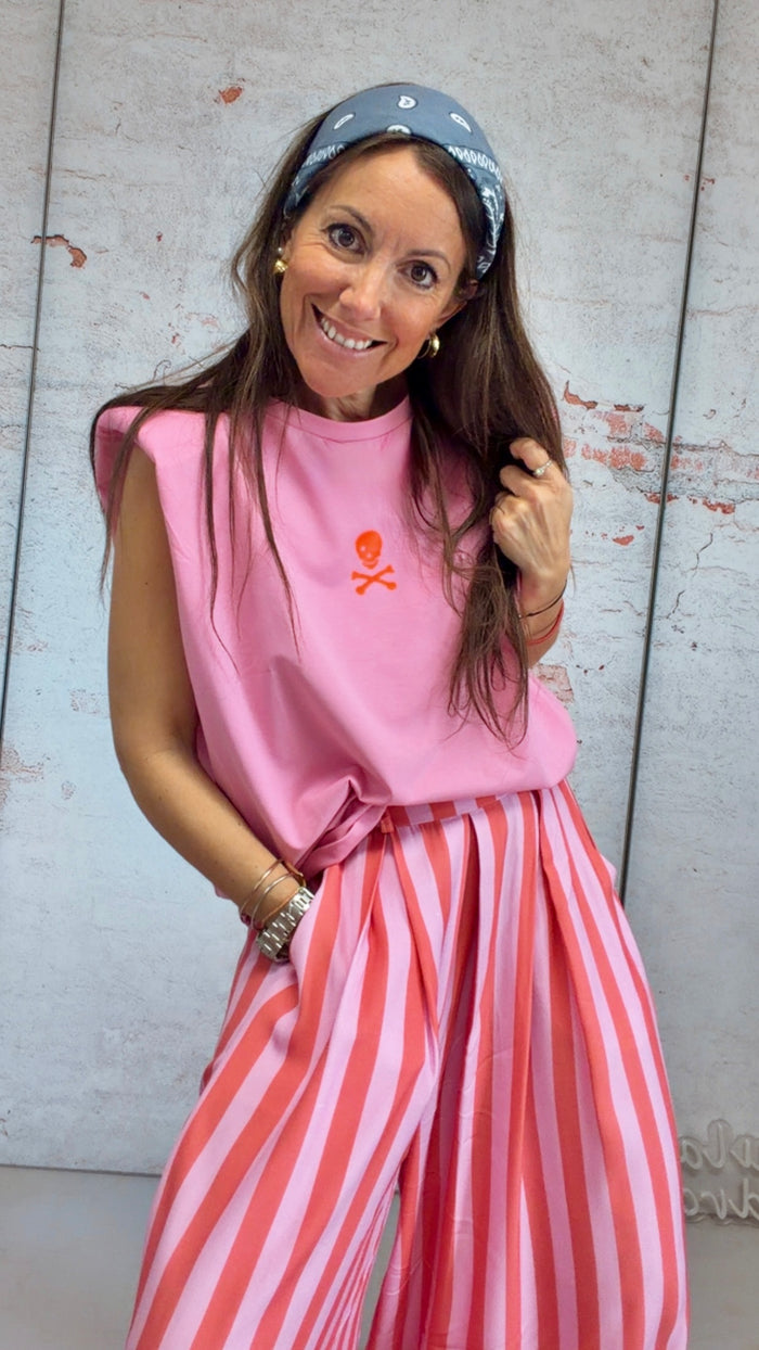 Camiseta "ladies mood" rosa personalizada con hombreras