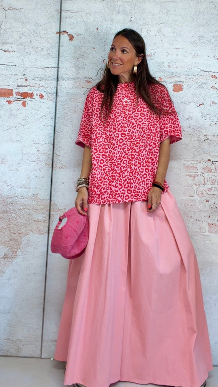Camiseta "leopard" red and pink, algodón, rosa — vista detalle