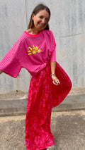 Camiseta "soleil" rosa flúor personalizada de algodón