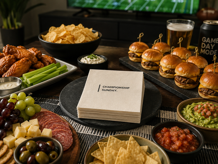 Championship Sunday Cocktail Napkins, 50-Pack, 3-ply, Minimalist Game Day Napkins