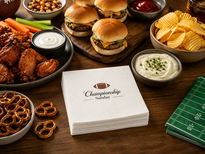 Championship Sunday Football Cocktail Napkin, 50-Pack, 3-ply, Elegant Game Day Party Napkins