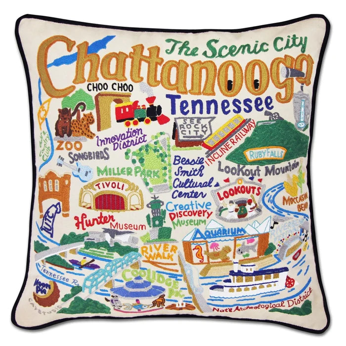 Chattanooga Hand- Emroidered Pillow