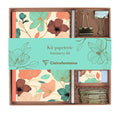 Front view of the Clairefontaine Gaïa Beige Stationery Kit box with floral design.