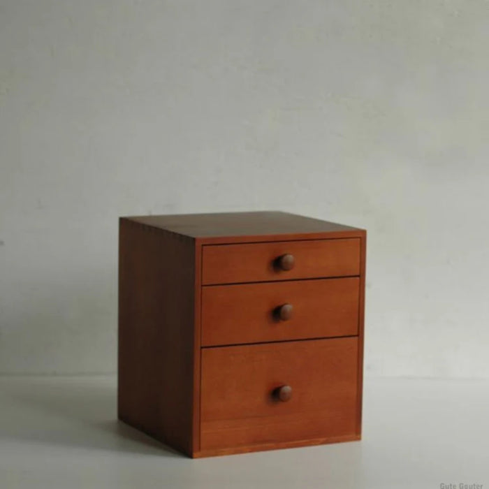 Classiky Tsuga Wood Three Drawer Box, shown from the front.