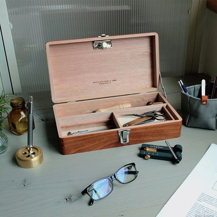 Classiky Wooden Desk Tool Box, shown from another angle.