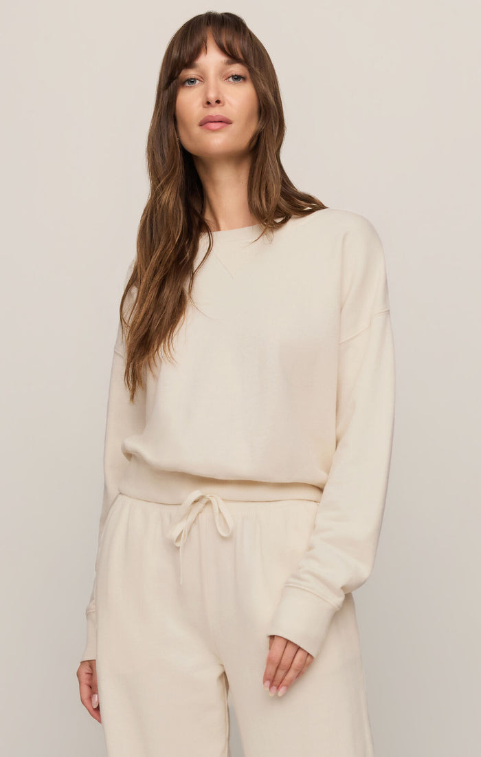 Z Supply Clubhouse Sweatshirt in Cloud available at Barbara Katz