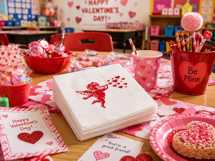 Cupid's Arrow Valentine’s Day Cocktail Napkins, 50-Pack, 3-ply, Valentine’s Day Party Decor