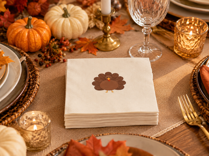 Cute Turkey Thanksgiving Napkins, 50-Pack, 3-ply, Turkey Fall Party Napkins