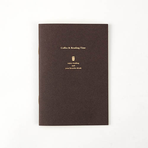 Front cover of the Daigo Teatime Reading Journal in dark brown with gold lettering.