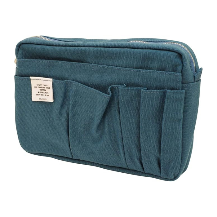 Delfonics Cotton Canvas Utility Pouch (M) — 14 Pockets, detail view of the design.