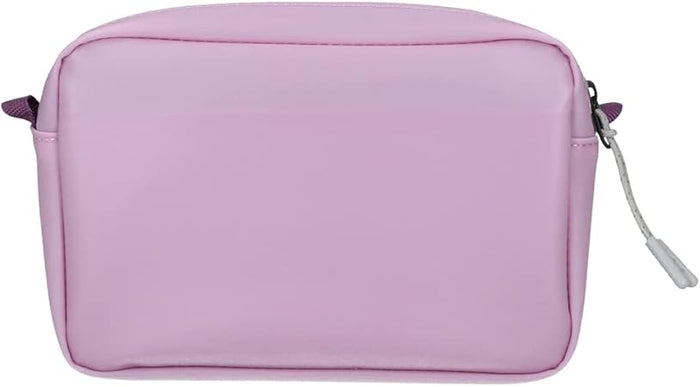 Back view of a purple utility pouch, displaying a smooth surface and side pull tabs.