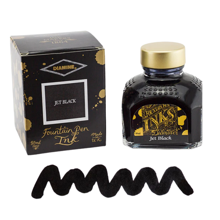 Diamine Ink Bottle 80ml — Black Colours, shown in full.