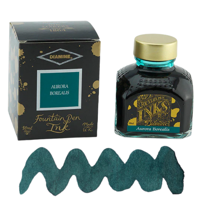 Diamine Ink Bottle 80ml — Blue Colours, shown from another angle.
