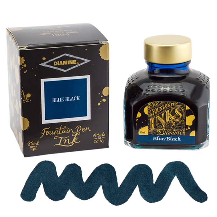 Diamine Ink Bottle 80ml — Blue Colours, detail view of the design.