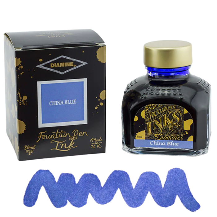 Diamine Ink Bottle 80ml — Blue Colours, shown in full.
