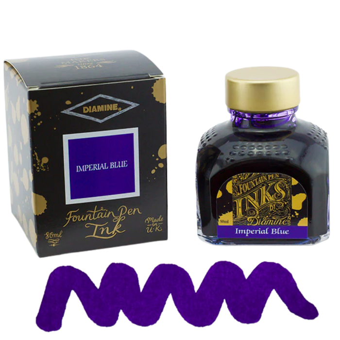 Diamine Ink Bottle 80ml — Blue Colours, alternate angle.