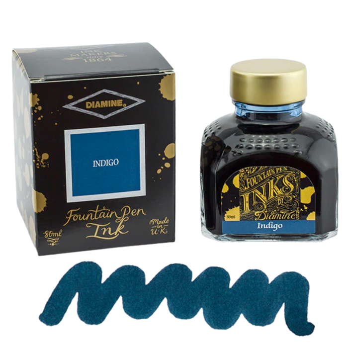 Diamine Ink Bottle 80ml — Blue Colours, shown with its details.