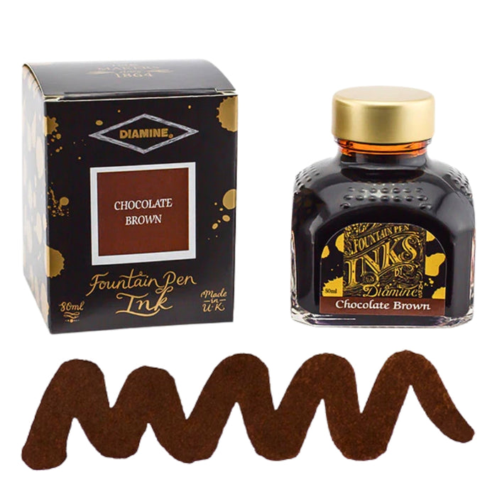 Diamine Ink Bottle 80ml — Brown Colours, close-up view.