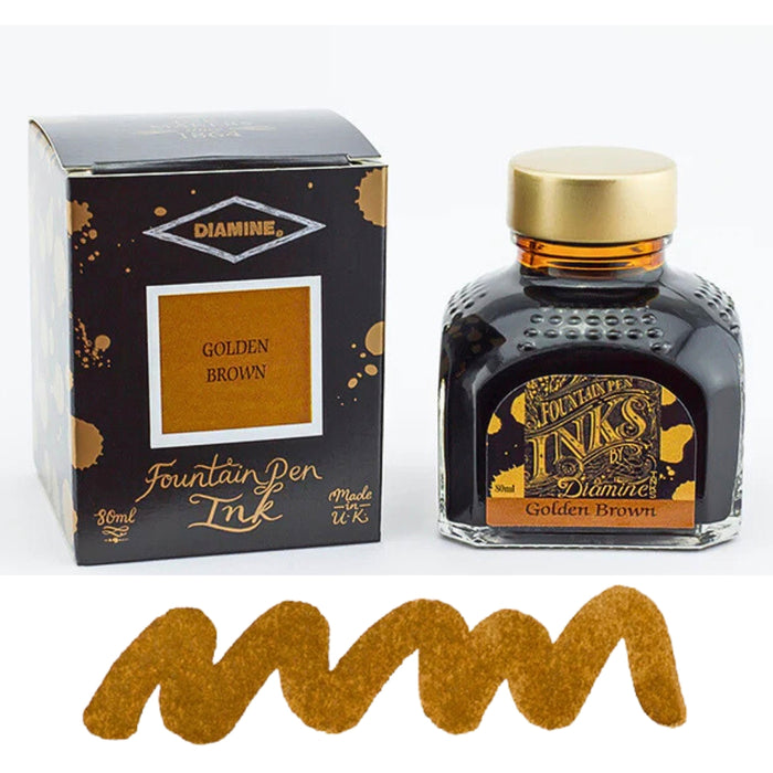 Diamine Ink Bottle 80ml — Brown Colours, alternate angle.