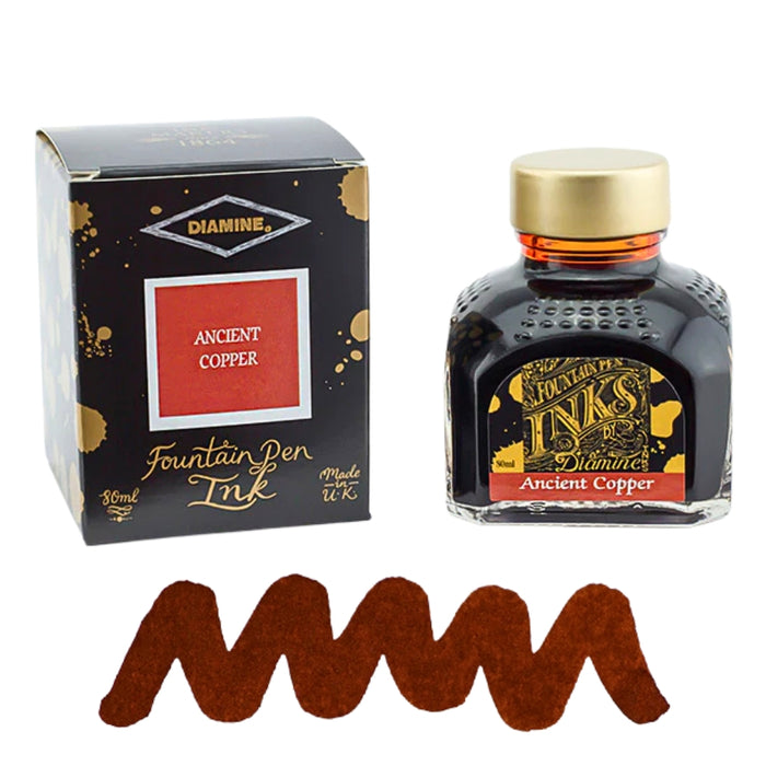 Diamine Ink Bottle 80ml — Brown Colours, shown with its details.