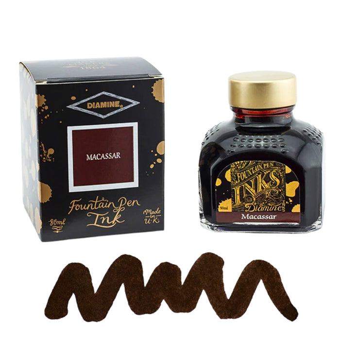 Diamine Ink Bottle 80ml — Brown Colours, front view.