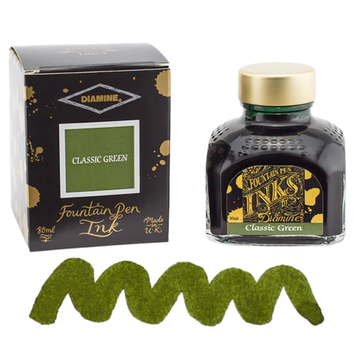 Diamine Ink Bottle 80ml — Green Colours, shown in full.