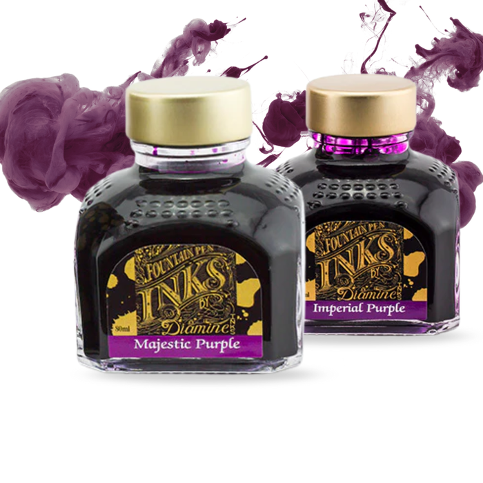 Diamine Ink Bottle 80ml — Purple Colours, shown from the front.