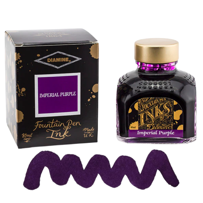Diamine Ink Bottle 80ml — Purple Colours, shown from another angle.